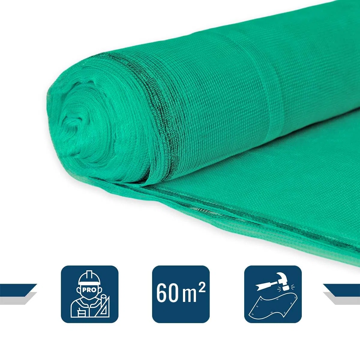 TECPLAST Filet d'échafaudage Vert 3,07x20 m 50EC - Qualité PRO - Filet de protection d'échafaudage pour chantier - Pare-gravats