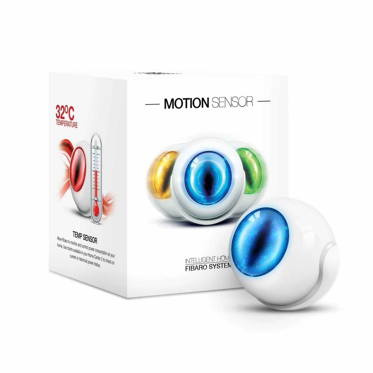 FIBARO Motion Sensor est un detecteur Multi-Fonctions Z-WAVE 301603240301, Multicolore, Dimètre 44 mm