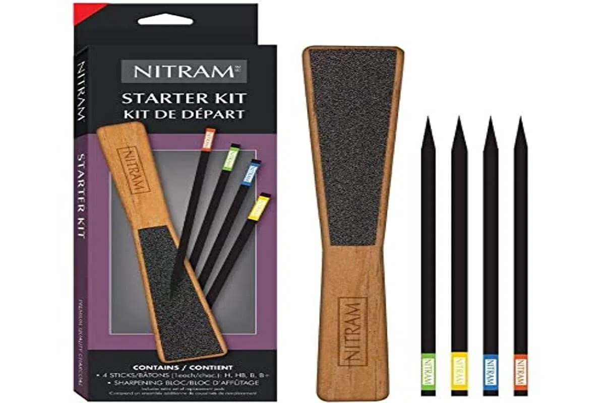 Nitram Kit de démarrage avec 4 charbons et une pierre à poncer, charbon, 1 unité