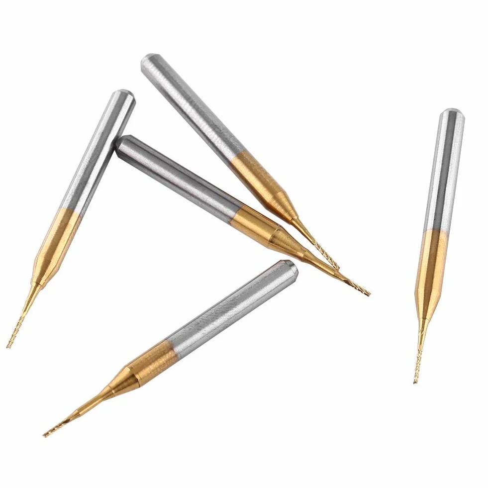 10pcs Fraise En Carbure De Tungstène Fine Titane Revêtement Gravure Bavures Rotatives Pour Machines De Sculpture Et Déburrage 3.175mmx0.6mm