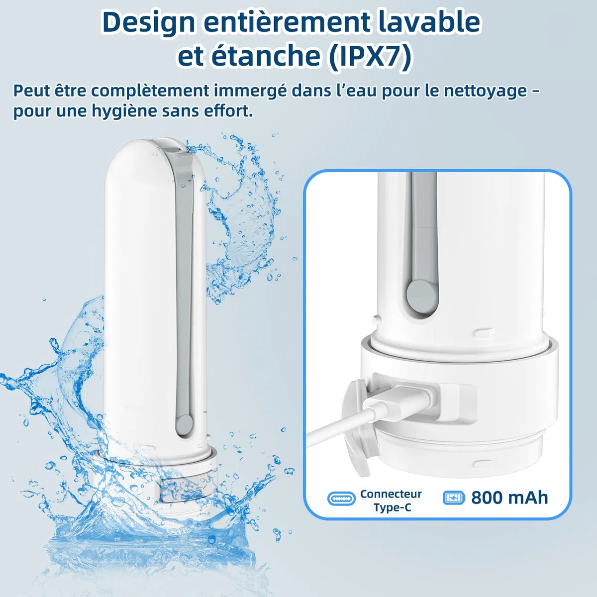 Bidet de voyage portable, 400 ml, étanche IPX7, douche 3 pressions, nettoyage extérieur, soins hémorroïdes, compagnon de camping (blanc)