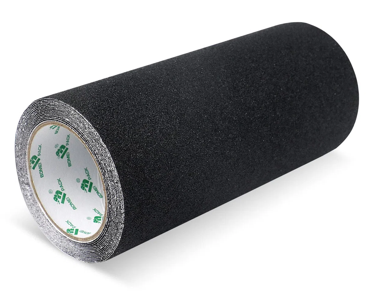 BOMEI PACK 250 mm x 5 m Noir Antidérapant Escalier Skateboard Griptape adhésif, Cordon de traction solide, Niveau de sécurité antidérapant pour l'intérieur et l'extérieur