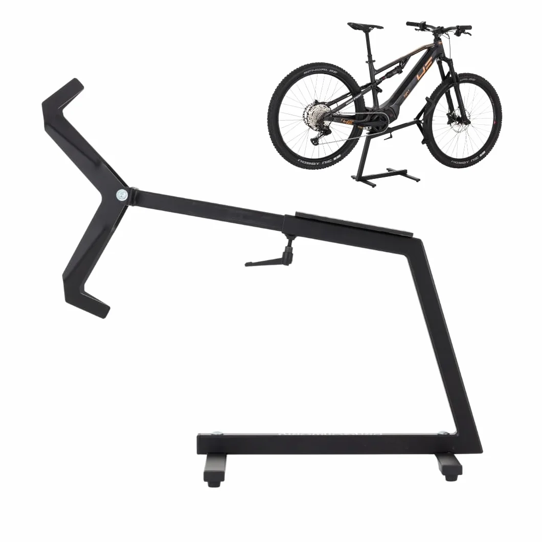 DRAGONWORKS MX Support Vélo pour E-Bike à Moteur Central - Support Vélo Sol Ultra Robuste en Acier - Idéal Entretien, Nettoyage et Stationnement - Compatible 27.5–29” - Capacité de charge de 45 kg