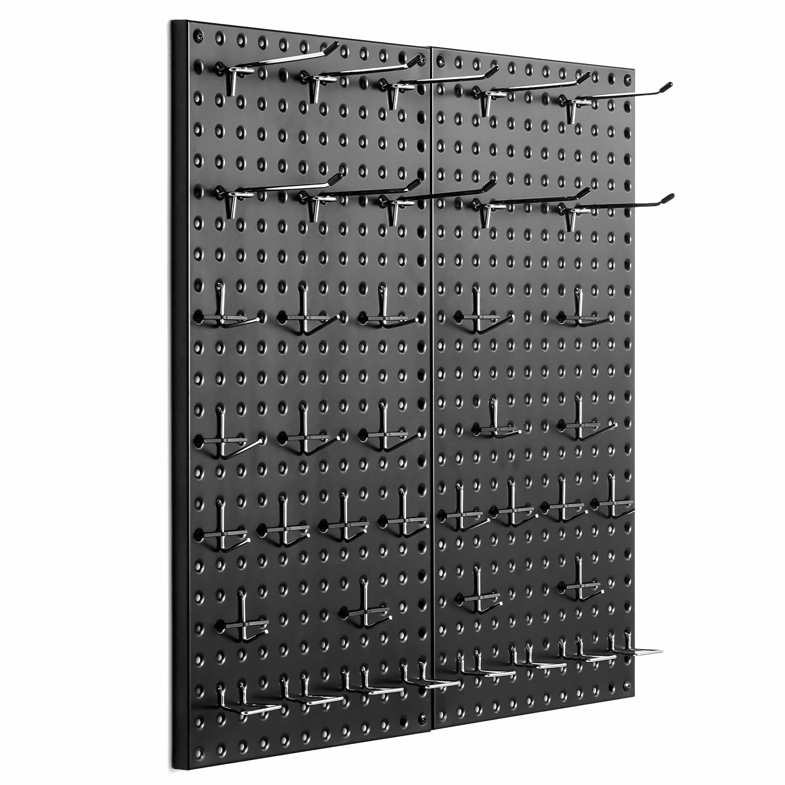 VEVOR Panneau Perforé Mural 609,6x304,8 mm Organiseur Garage en Métal Robuste avec 2 Panneaux Perforés, Accessoires, Kit Rangement d'Outils pour Salle d'Artisanat, Maison, Entrepôt, Magasin, Noir