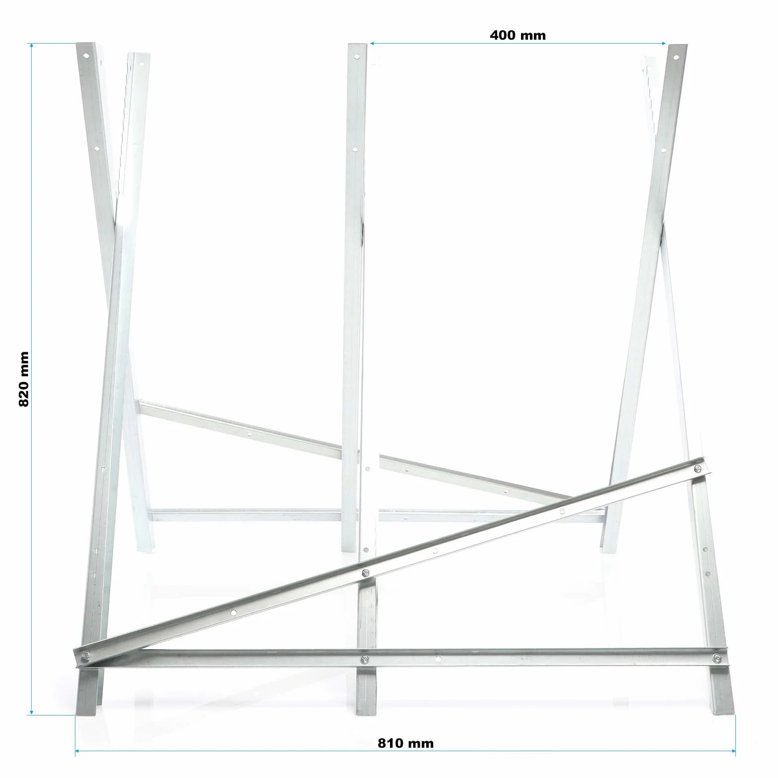 XPOtool Chevalet de sciage pliant porte bûche – 790 x 810 x 800 mm – Capacité 100 kg – en Acier galvanisé – avec Denture et 3 Support-bûches – Tréteau tronçonnage Scie Tronçonneuse Bois chauffage