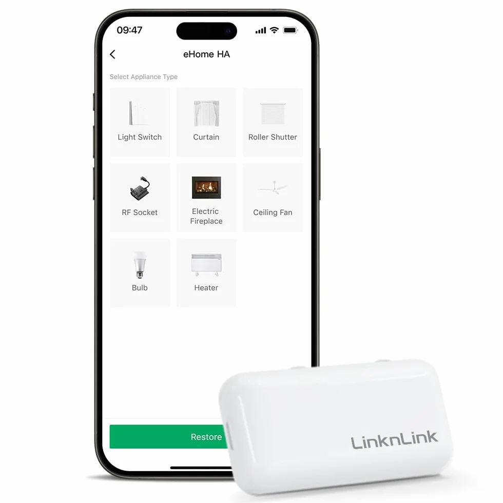eHome HA Wi-FI Smart RF Télécommande Universelle, Contrôleur RF pour Interrupteurs lumière, Ventilateurs Plafond, Moteurs Store, RF2MQTT Home Assistant, Compatible avec Alexa et Google Home