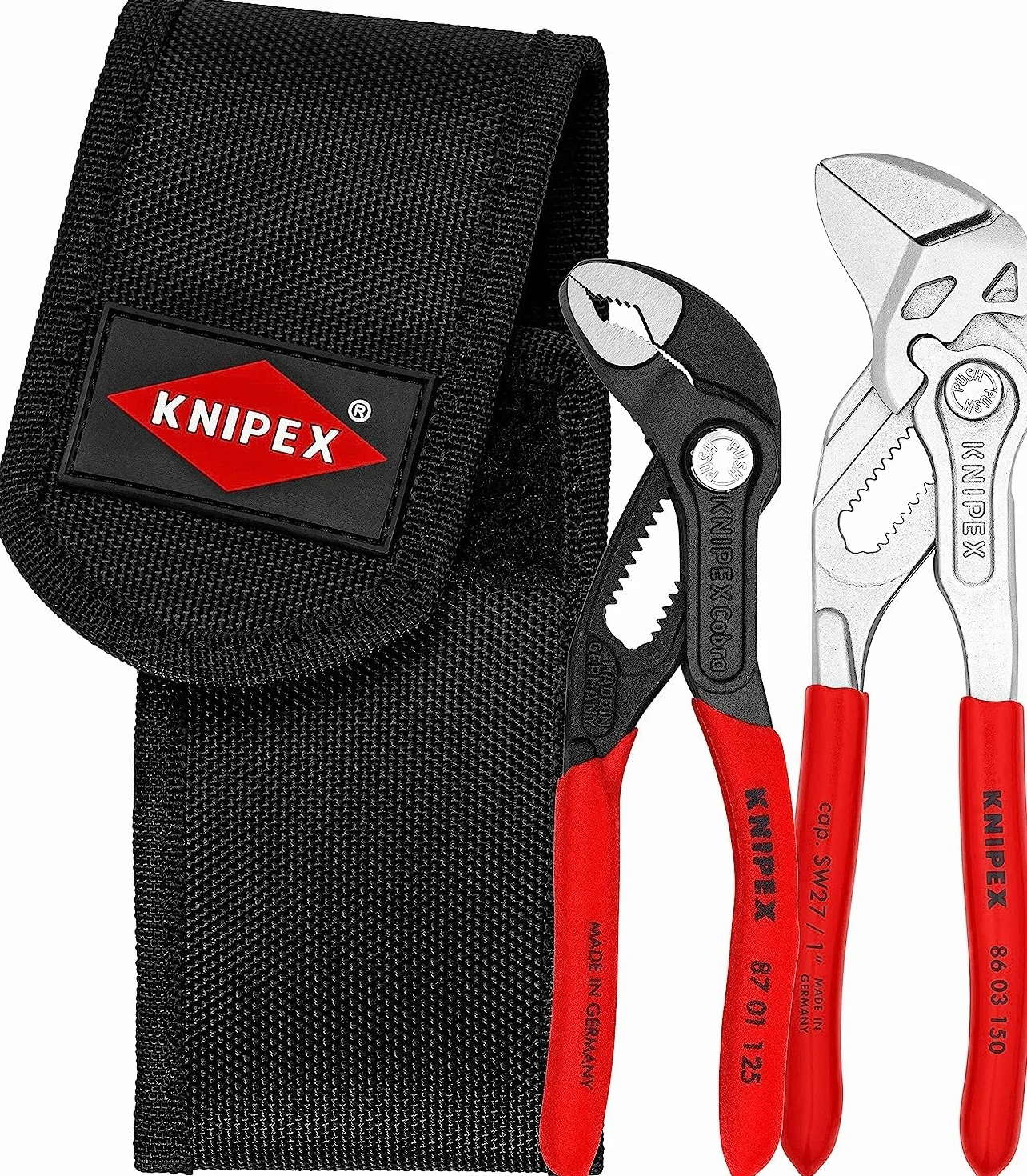 Knipex Jeu de mini-pinces, 2 outils, comprend Cobra XS et Pinces-clés XS, en pochette de ceinture à outils, clip ceinture, 00 20 72 V01
