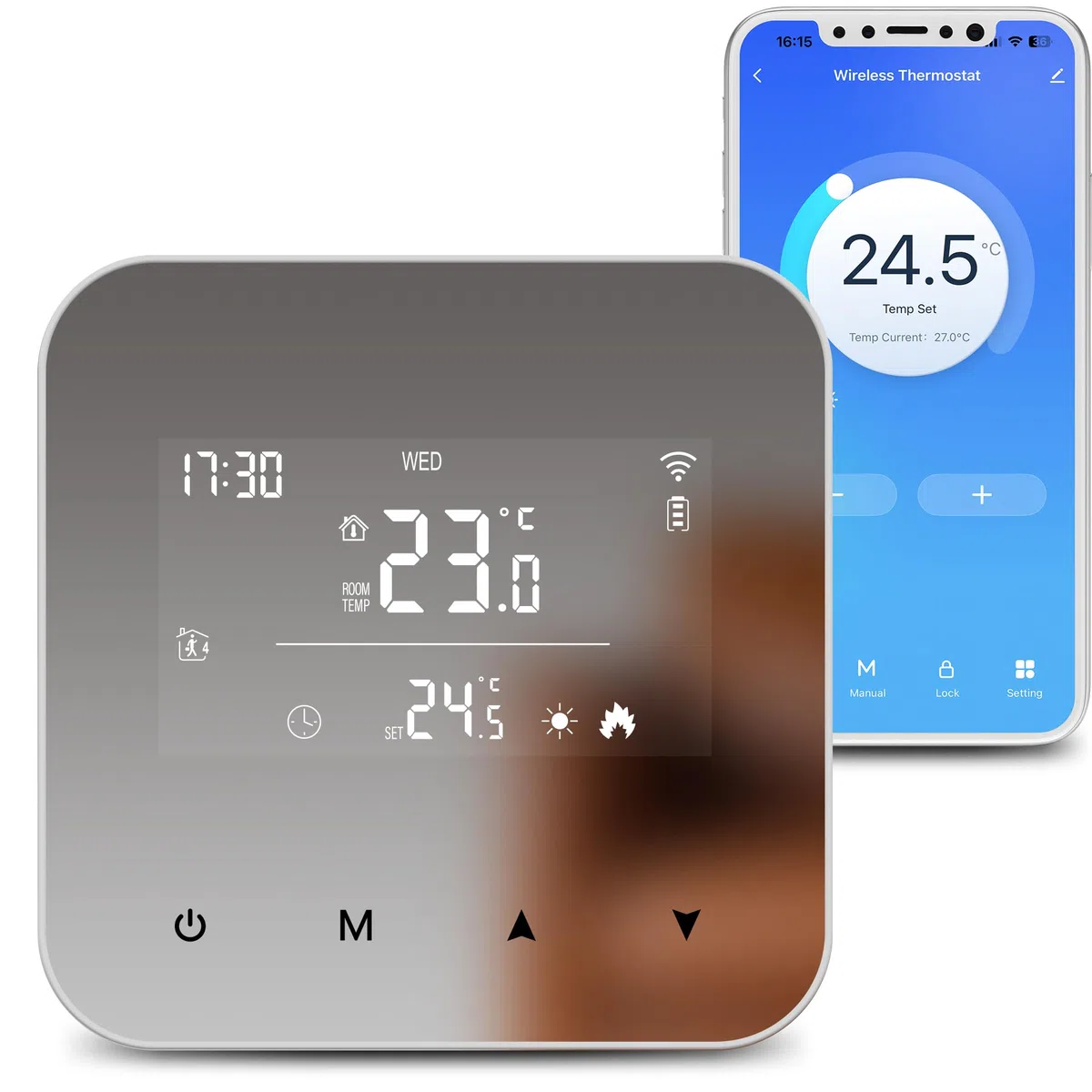 Beok Thermostat WiFi pour chaudières gaz et fioul,Thermostat Mural à 2 Fils,Programmation Quotidienne,Alimentation par Pile ou USB,Compatible avec Tuya Smart APP,Alexa