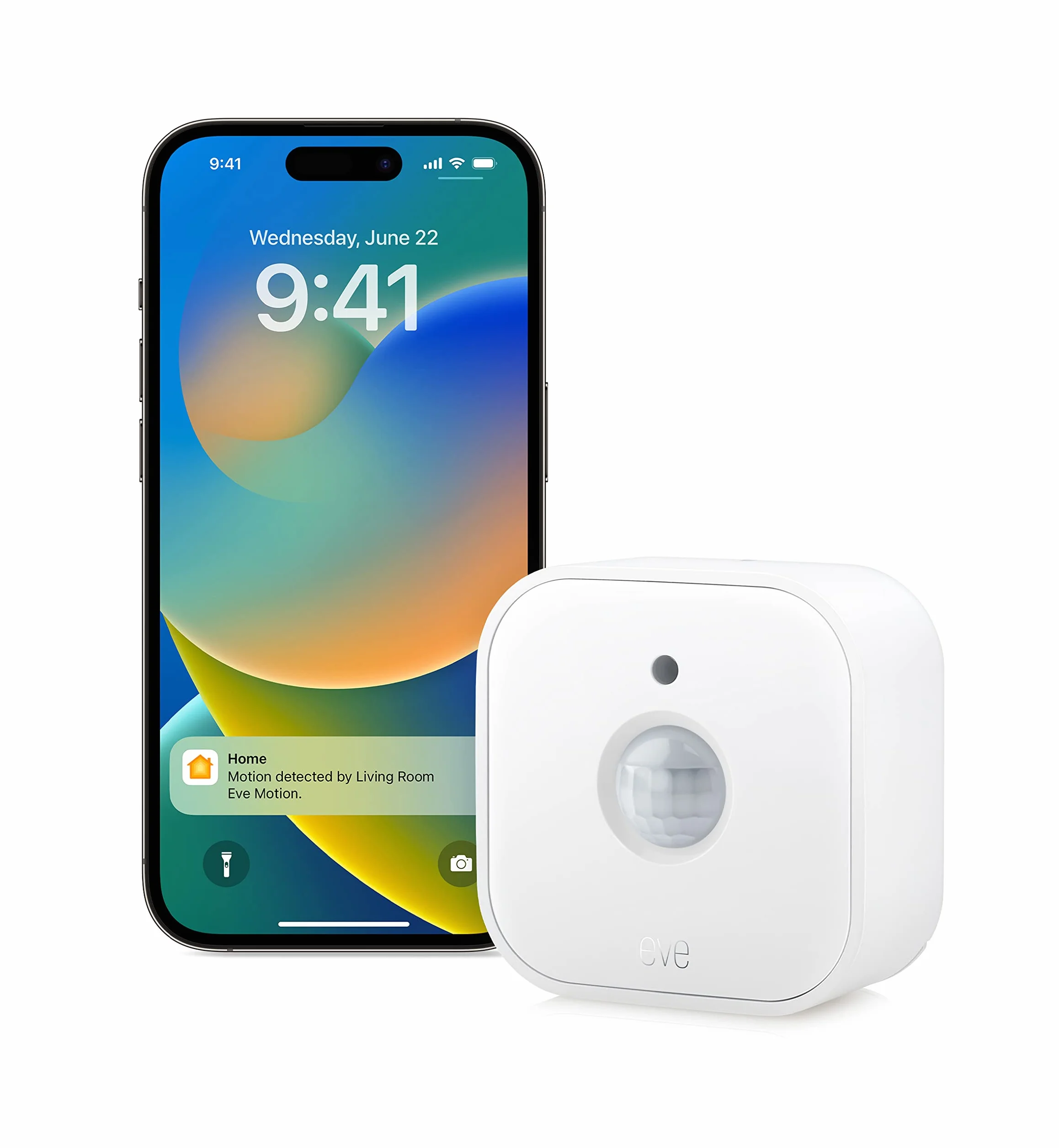Eve Motion (Matter) – Capteur de mouvement et sensor de lumière intelligent, intérieur & extérieur, sécurité connectée, Apple Home, Alexa, Google Home, SmartThings, Nécessite un Thread concentrateur