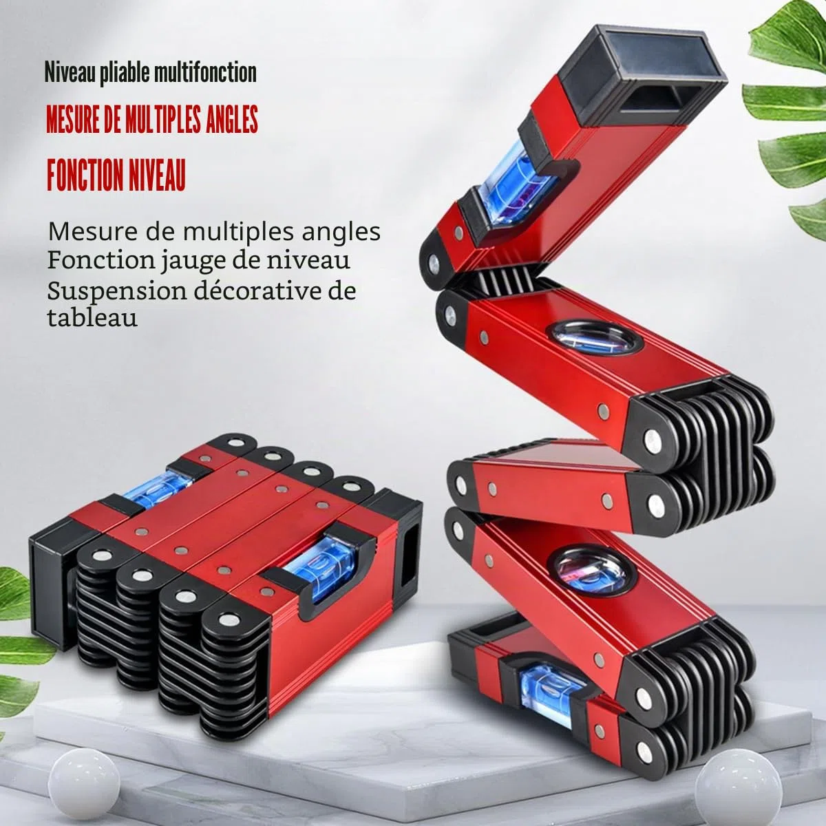 N&S Juvyig - Outil multifonction pliable pour la menuiserie, outil de mesure multi-angle pour la menuiserie, nivellement précis dans n'importe quelle position, règle