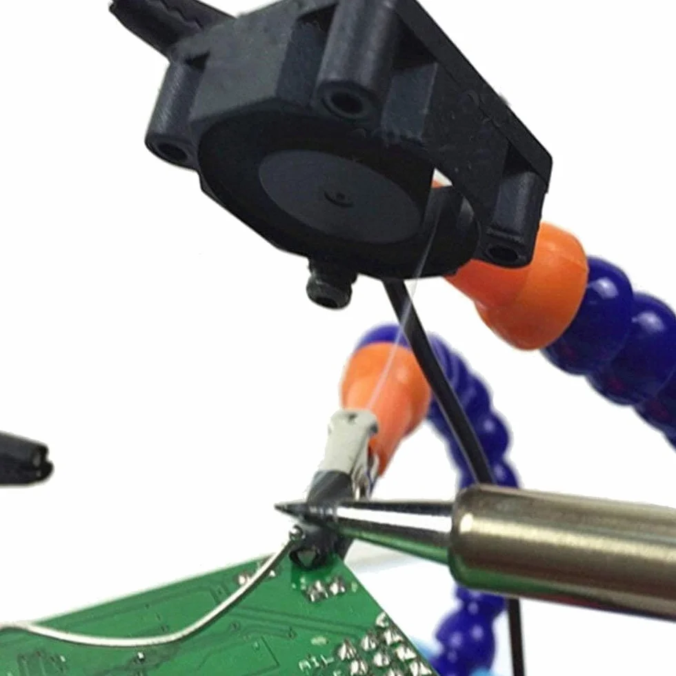 MMOBIEL Support pour Fer à souder avec Troisième main flexible, Ventilateur, Rangements et Pinces alligator résistantes à la chaleur