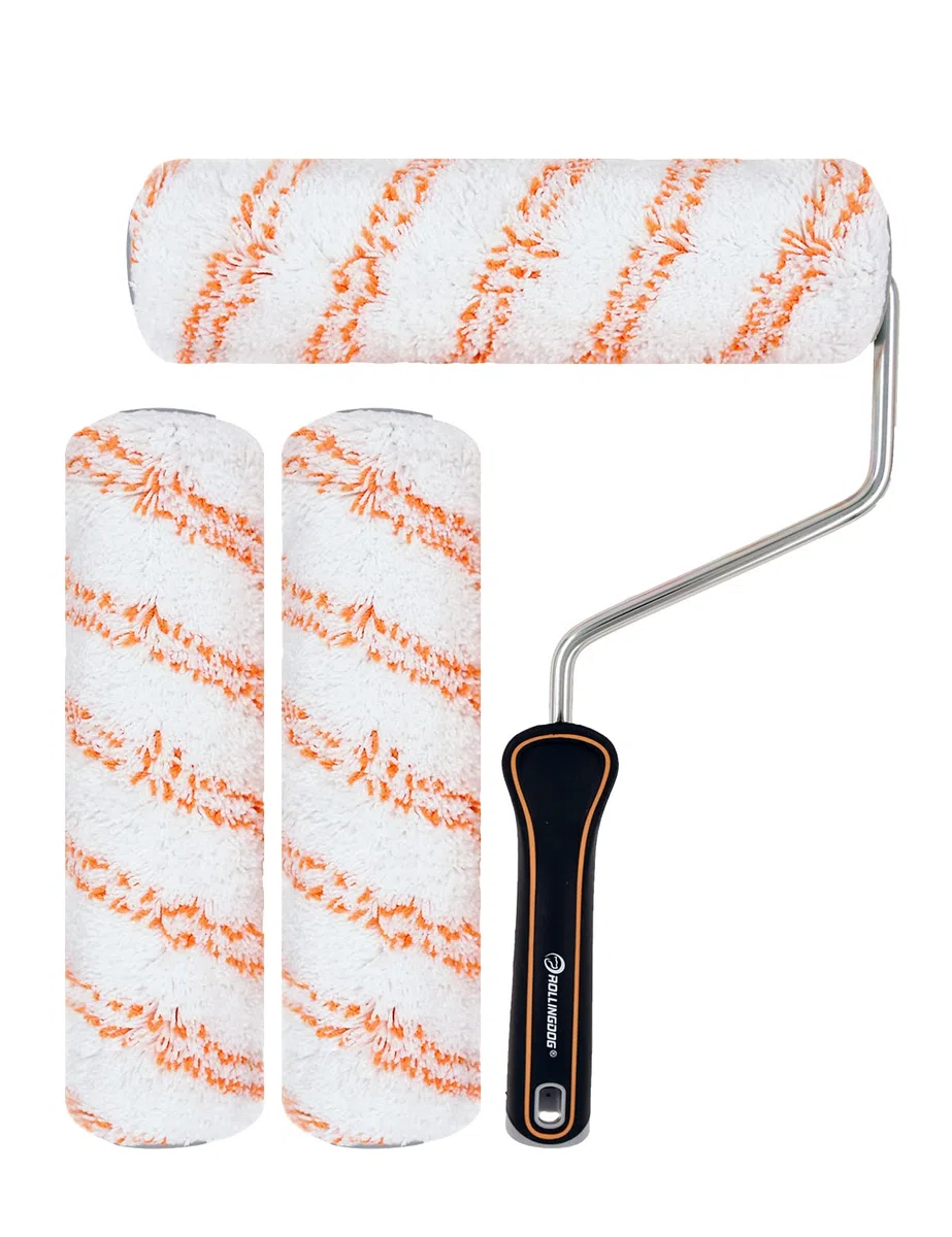 ROLLINGDOG Rouleau de Peinture Professionnel 22,8 cm avec 3 Manchons en Microfibre Non Pelucheux Pour le Mur et le Plafond