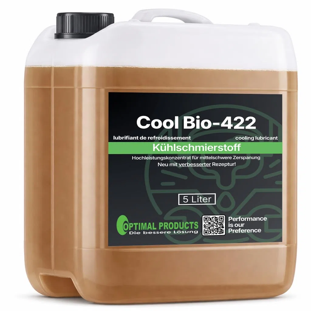 Optimal Products Cool-Bio-422 Lubrifiant de Refroidissement Haute Performance miscible à l'eau avec Une Bonne Protection Contre la Corrosion I Huile de Coupe métal 5L