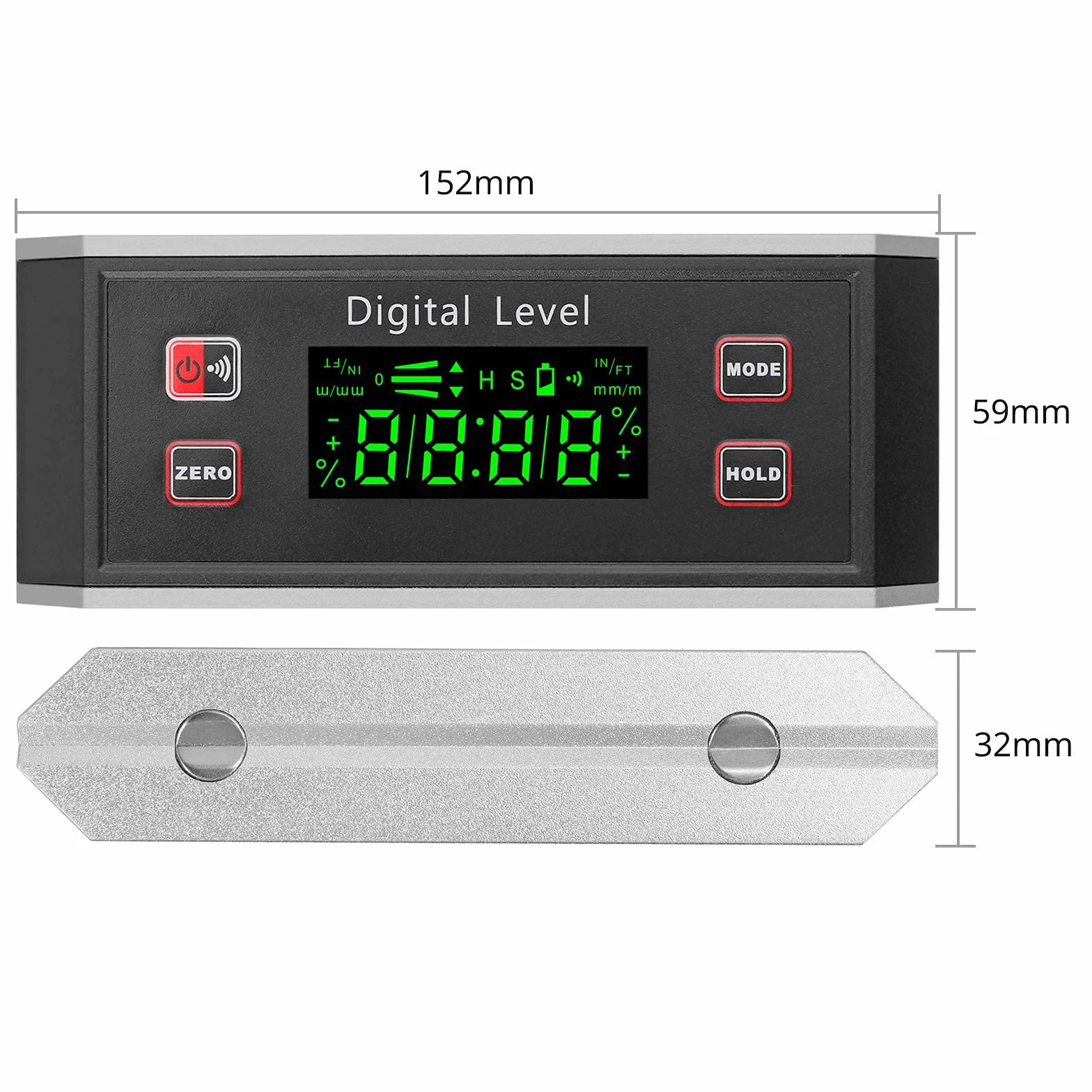 Inclinomètre Numérique Magnétique XUNTOP Rapporteur d'Angle Numérique en Aluminium avec Alarme Sonore Lecture Automatique Jauge d'Angle Numérique Affichage Rétroéclairé Étanche IP65