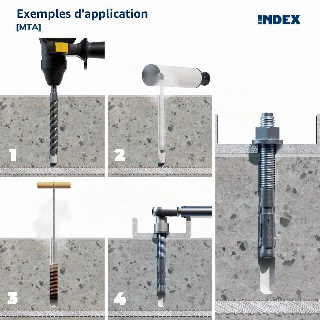 Index Fixing Systems MTA Lot de 50 fixations mâle pour charges élevées (zinguées), AM10150