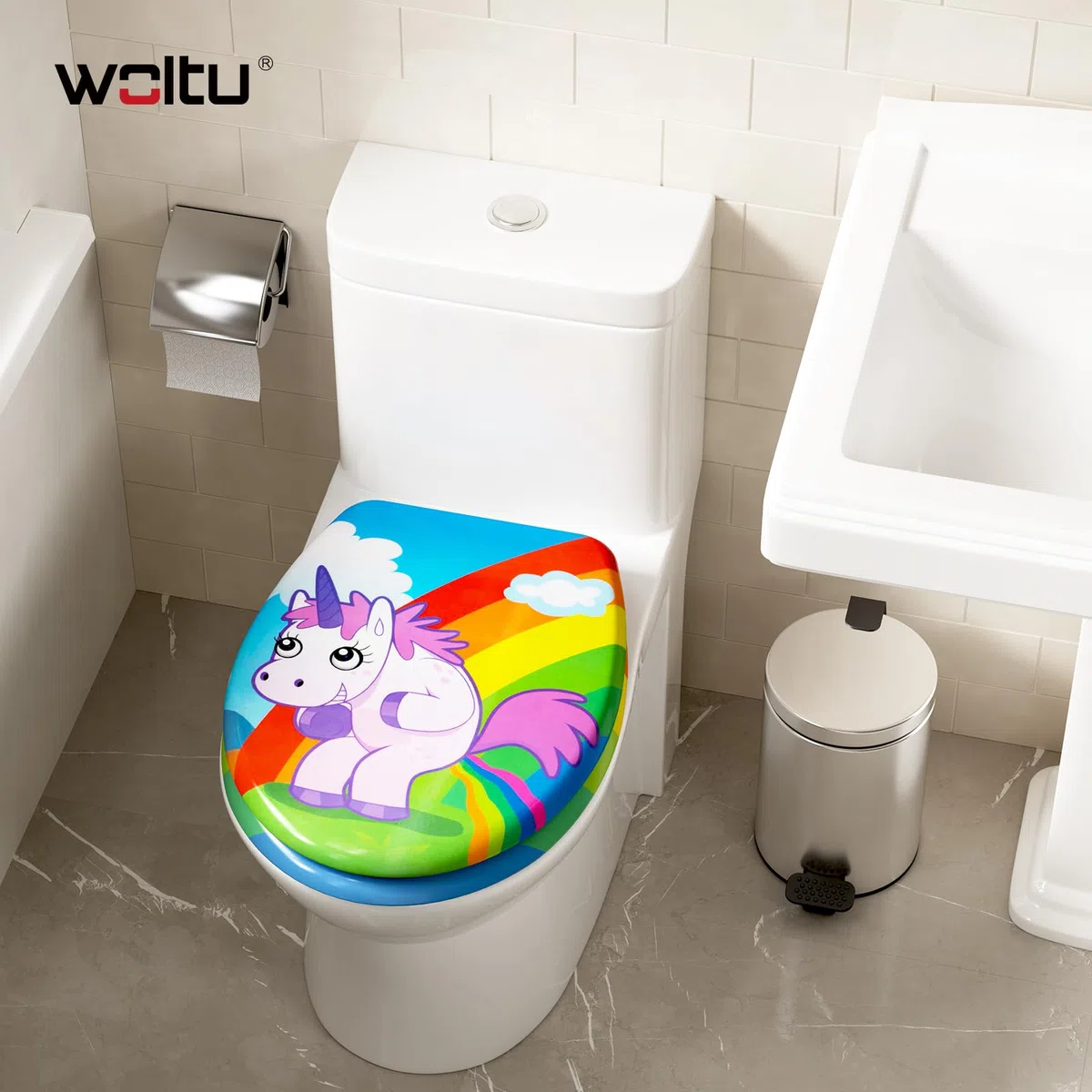 WOLTU Couvercle de WC avec SoftClose fonction,Abattant WC en Duroplaste Siège de toilette Design Déco