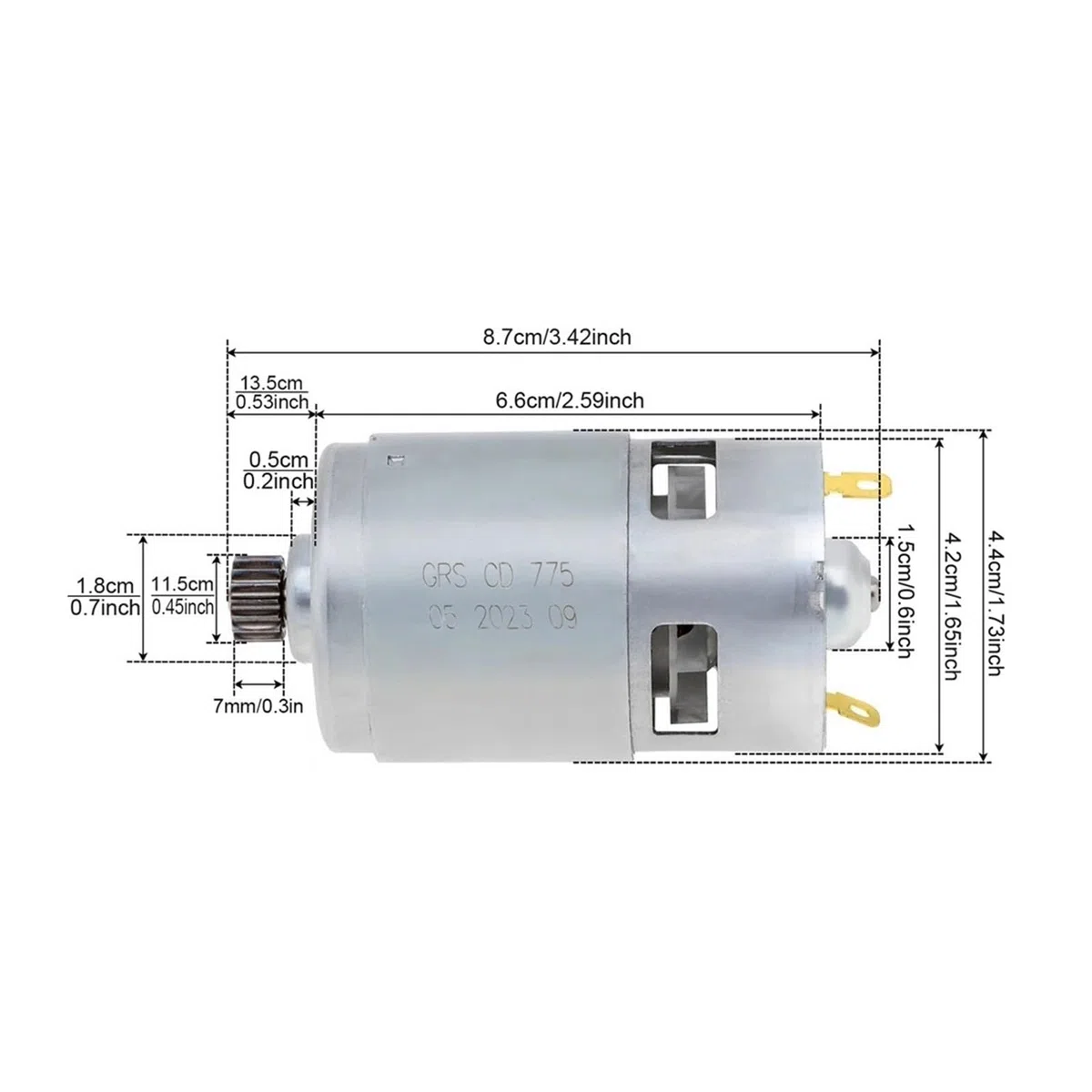 Moteur RS775 DC 11/16 dents 18V, scie alternative haute puissance, Micro moteur for sabre électrique, coupe à main, scie électrique au Lithium(16 Teeth)