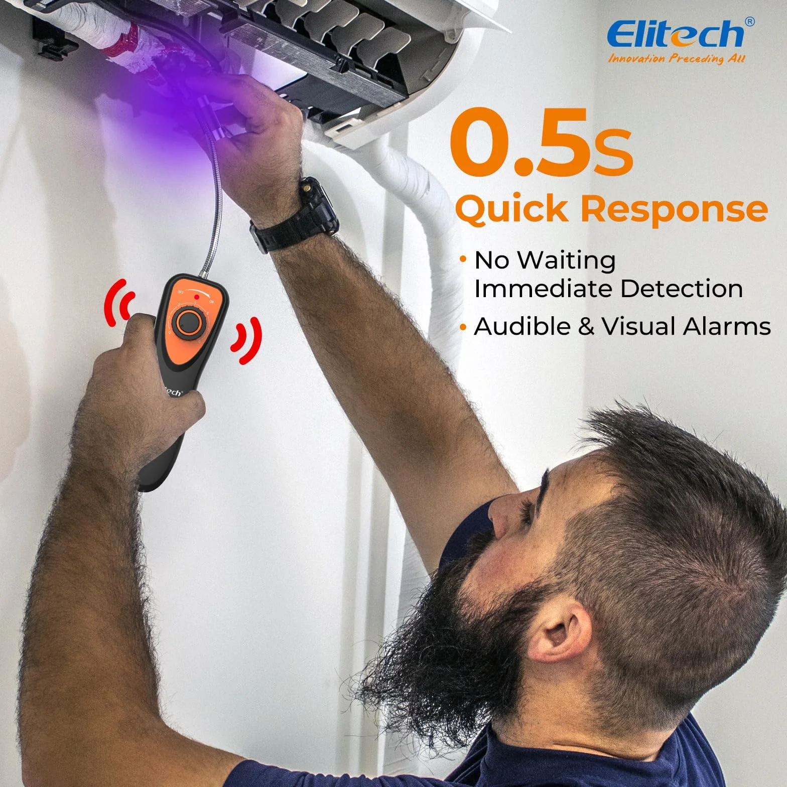 Elitech Détecteur de Fuite de Gaz Réfrigérant HVAC avec Lamp UV CLD-100 & Balance de Réfrigérant Electronique 50 kg pour Remplissage Climatisation CVC LMC-100F+