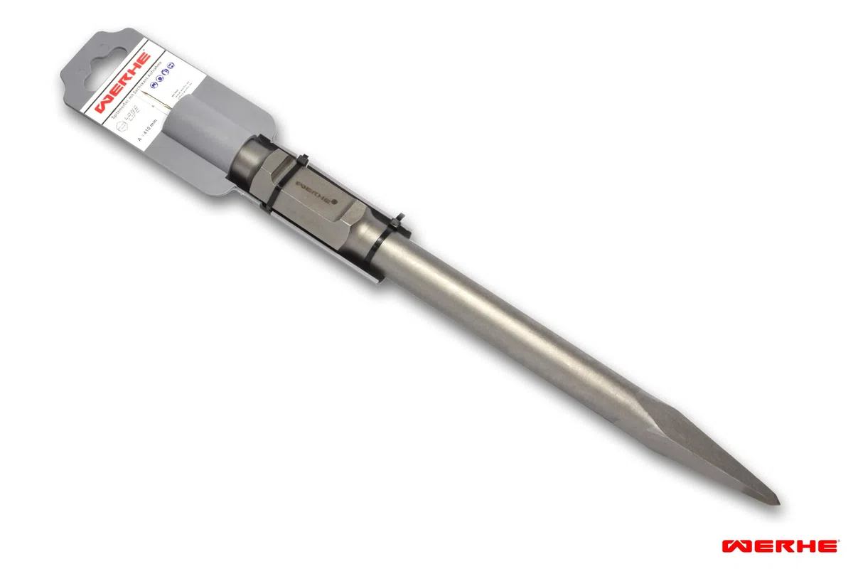 WERHE Profesional SDS Hex espiga puntiagudo cincel para demolición martillo 30 x 410 mm acero inoxidable