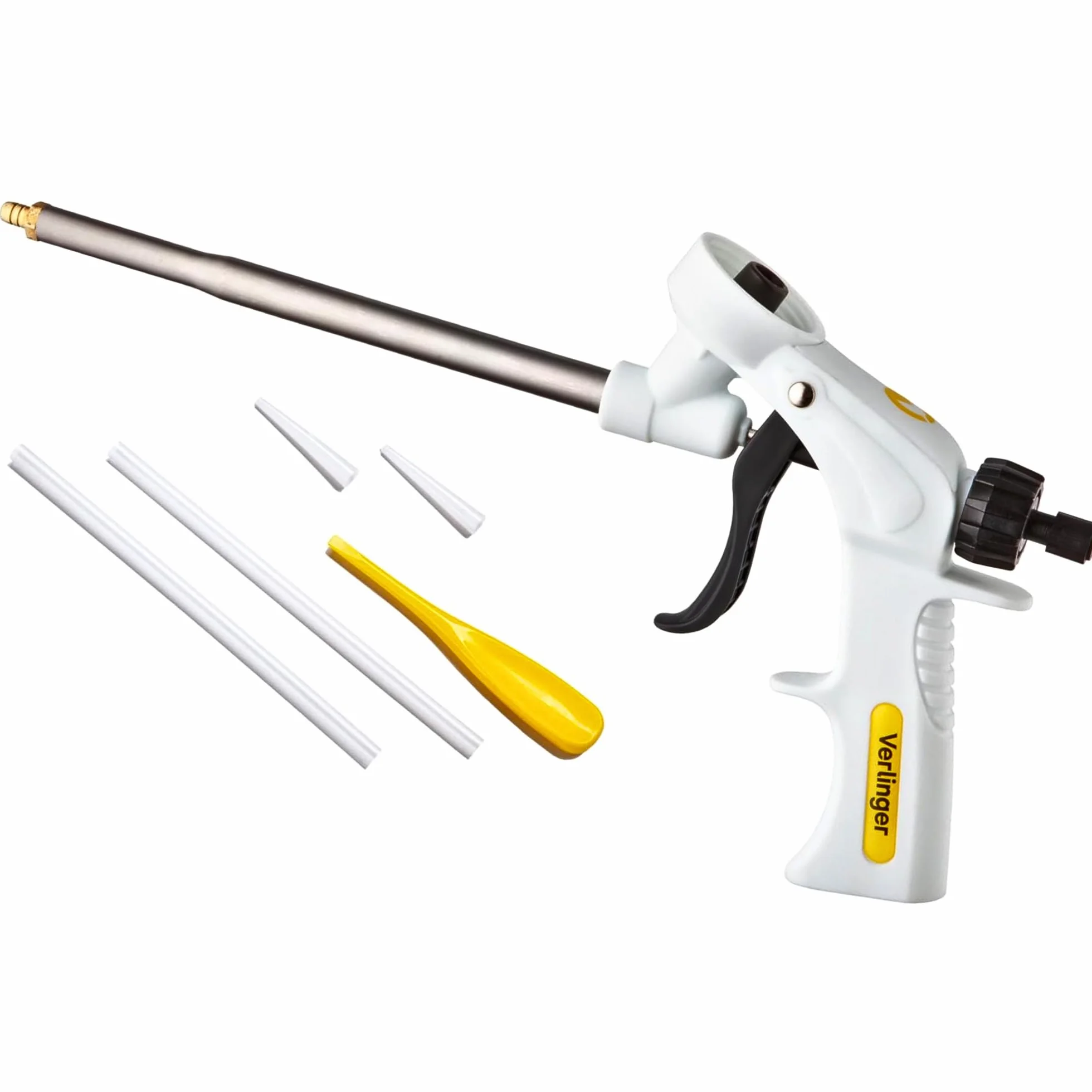 Pistolet pour Mousse PU - Applicateur Professionnel pour Remplissage, Étanchéité et Isolation - Pistolet Mousse de Construction et Adhésifs de Dosage Précis, Robuste et Durable Blanc