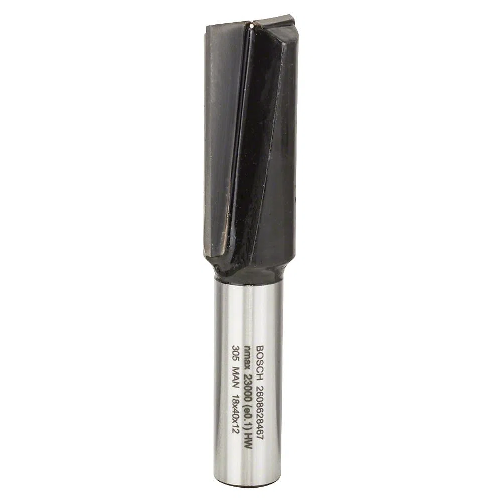 Bosch 1x Fraise à rainurer droite PRO, deux goujures (pour Bois résineux, Bois dur, Ø 18 mm, Professional Accessoire Défonceuse manuelle, Fraise à araser)