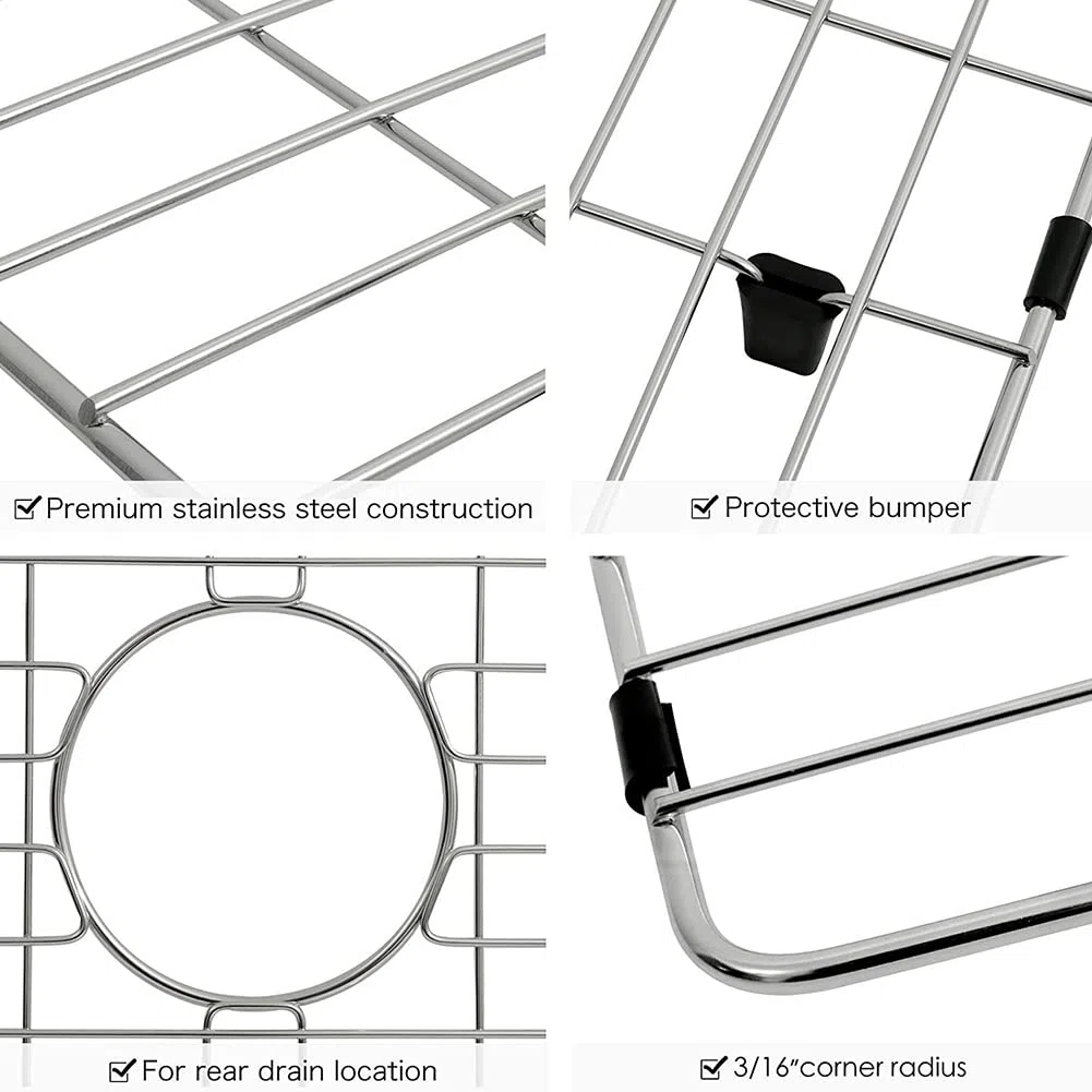 1 grille inférieure d'évier en acier inoxydable et protecteurs d'évier pour évier de cuisine avec
