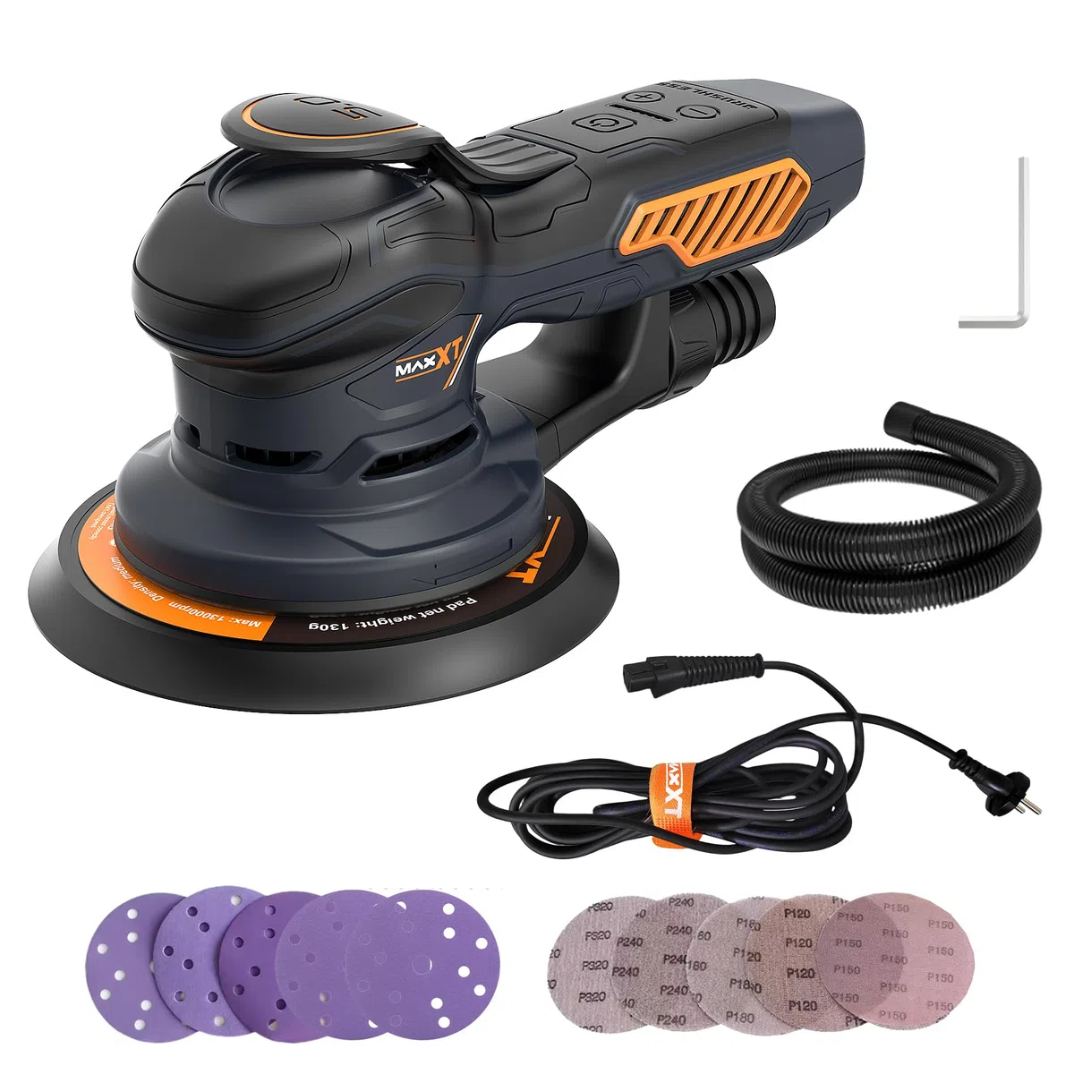 MAXXT 350W Ponceuse Excentrique, Ponceuse orbitale 10000RPM,Papier de Verre 10PCS