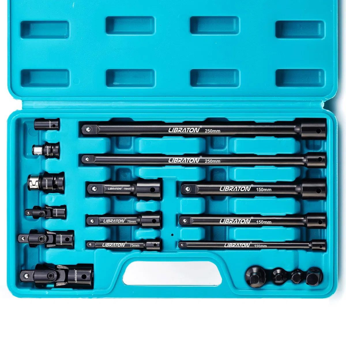 LIBRATON Rallonge pour Cliquet, Set d’Adaptateurs et Douilles, 18PCS Extensions de Clé à Douille, Réducteurs et Cardans, Adaptateur Carré vers Hex 1/4 3/8 1/2