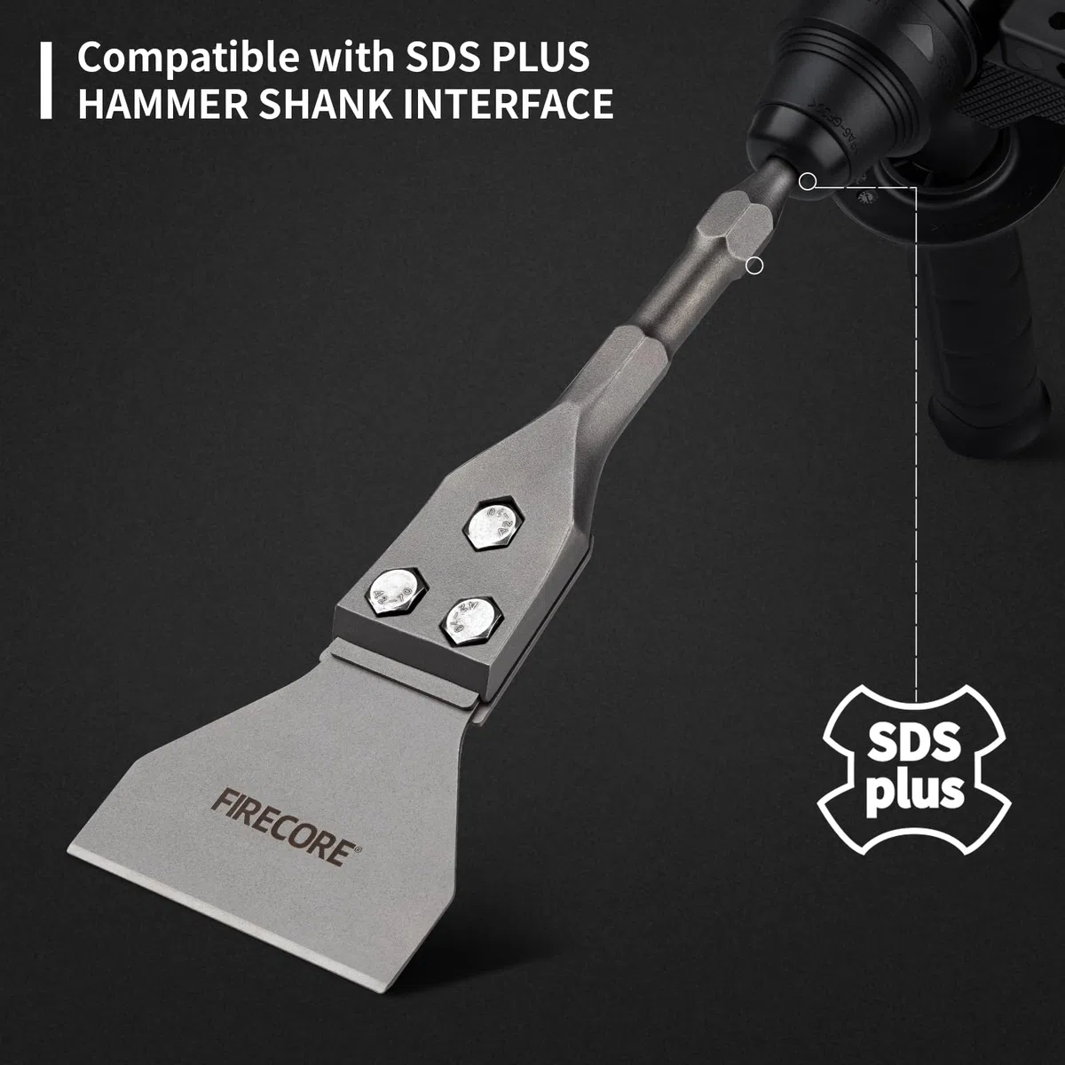 Firecore Burin SDS PLUS, Plat Burin pour Enlever Carrelage, PVC et Béton, Grattoir de Sol Large 100 * 300mm Compatible avec le Marteau Perforateur SDS PLUS - FS23412