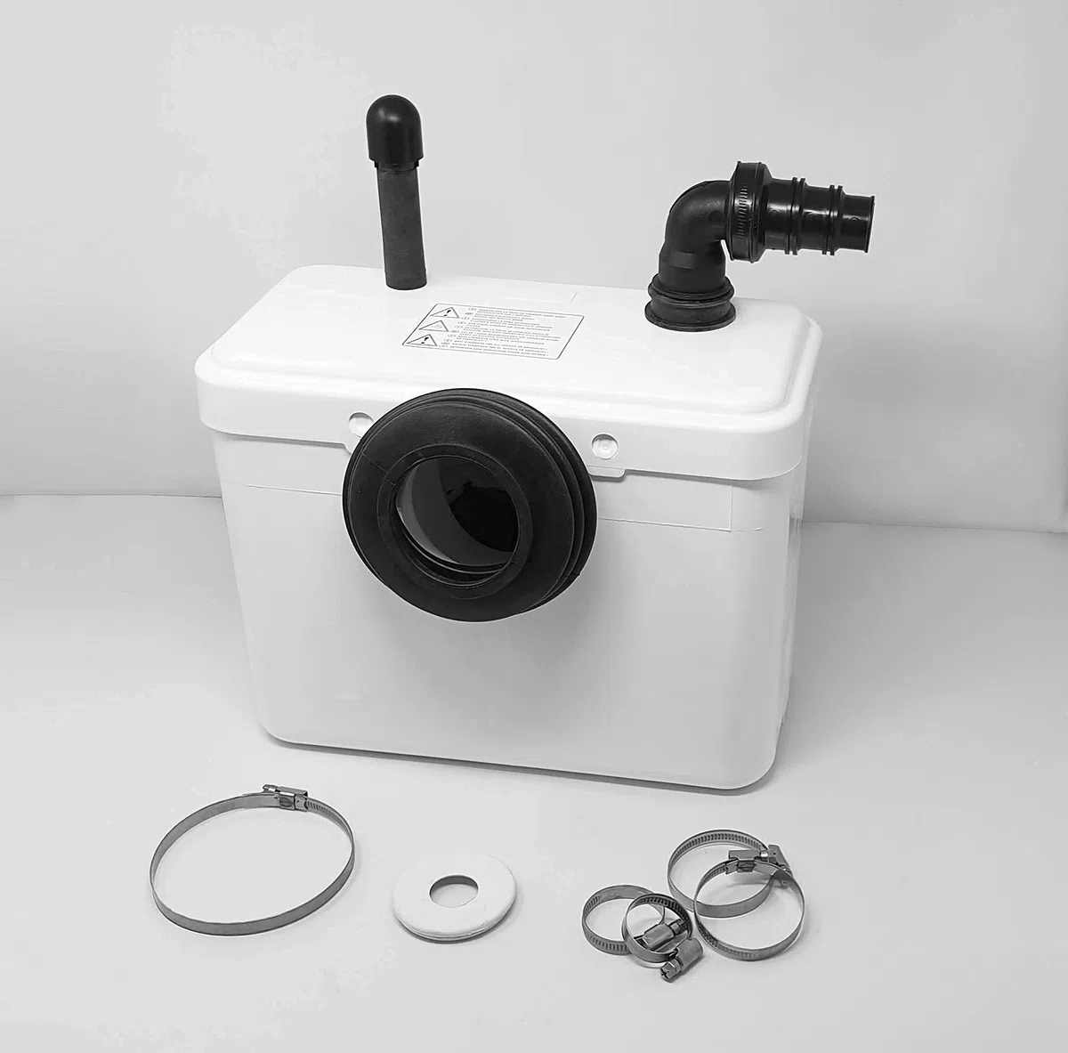 1 - Broyeur WC Adaptable, 1 entrée WC et 1 entrée lavabo, Installation Facile, Moteur 400W, Relevage 3m Vertical et 30m Horizontal, Compact et Discret, Fabrication Française, Garantie 3 Ans
