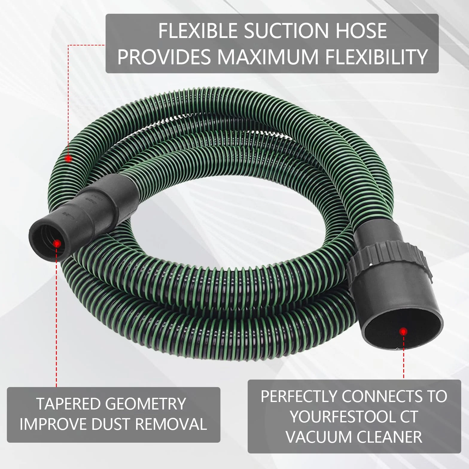 Tuyau D'extraction de Poussière, Tuyau D'aspiration Ø 32 mm Antistatique D27 pour Aspirateur compatible avec Festool CT 26/36/48 15/25 MI-NI et CT MI-DI à partir de 2019 (5 m)