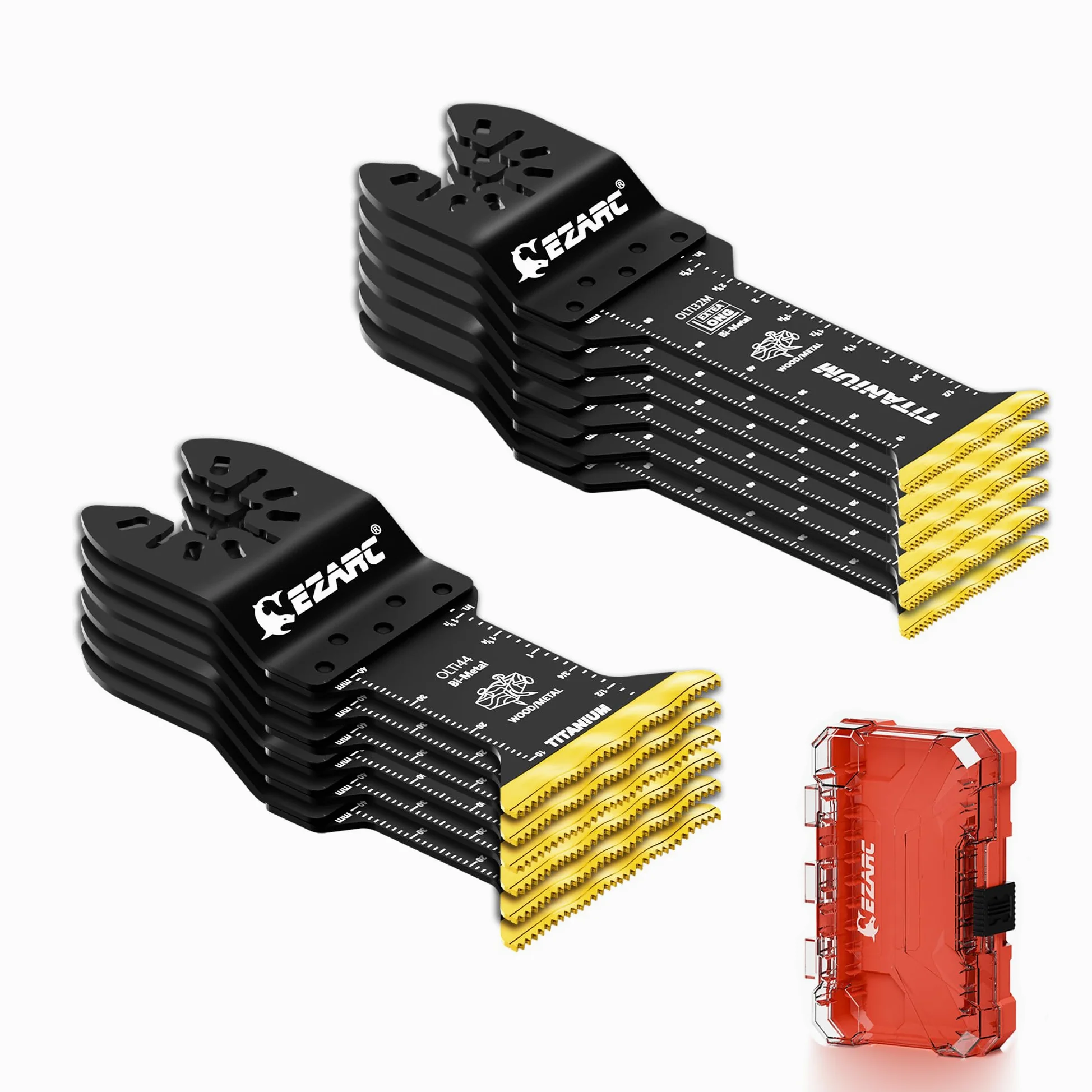 Lames de scie oscillante en titane EZARC, longueur standard et lames multitool oscillantes extra-longues pour la découpe de métal, de clous en bois, de vis, de plastique, lot de 12.