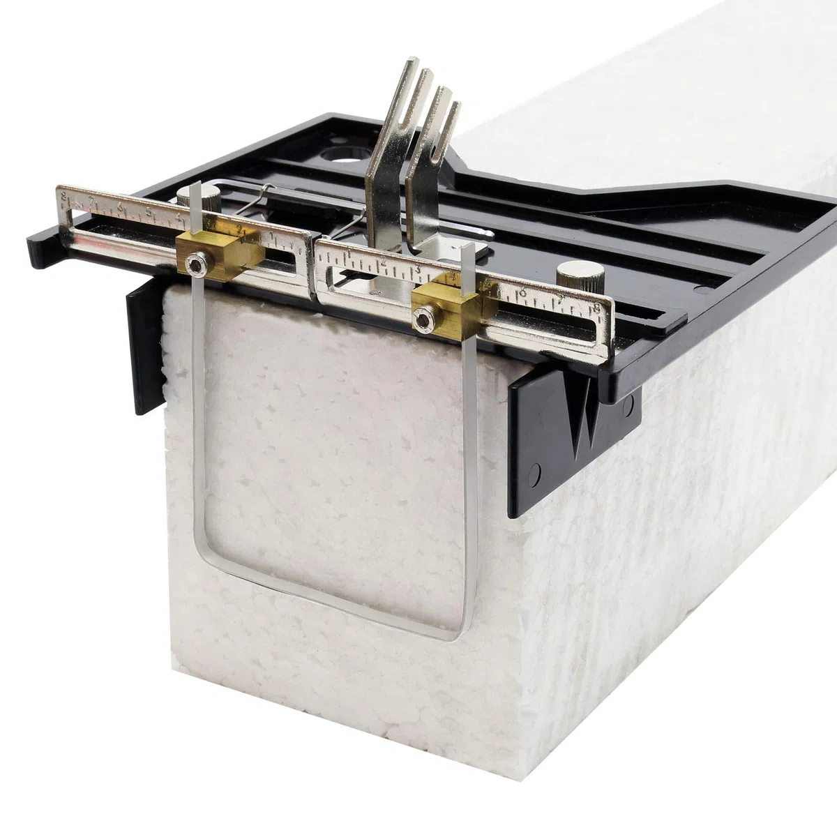 Wiltec Chariot de guidage linéaire pour coupe-polystyrène - Grand modèle - avec Échelle - pour Rainures Évidements - Matériaux isolants Styrodur Mousse
