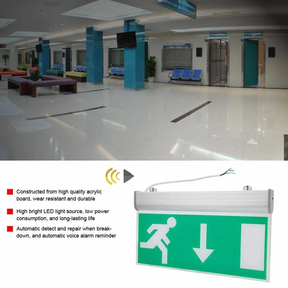Lumière de Signe de Sortie de Secours de LED, Évasion de Sécurité Évacuation Indicateur lumière Haute luminosité Panneau d'indication de sortie/de secours sortie éclairage signe Détectiondes Pannes