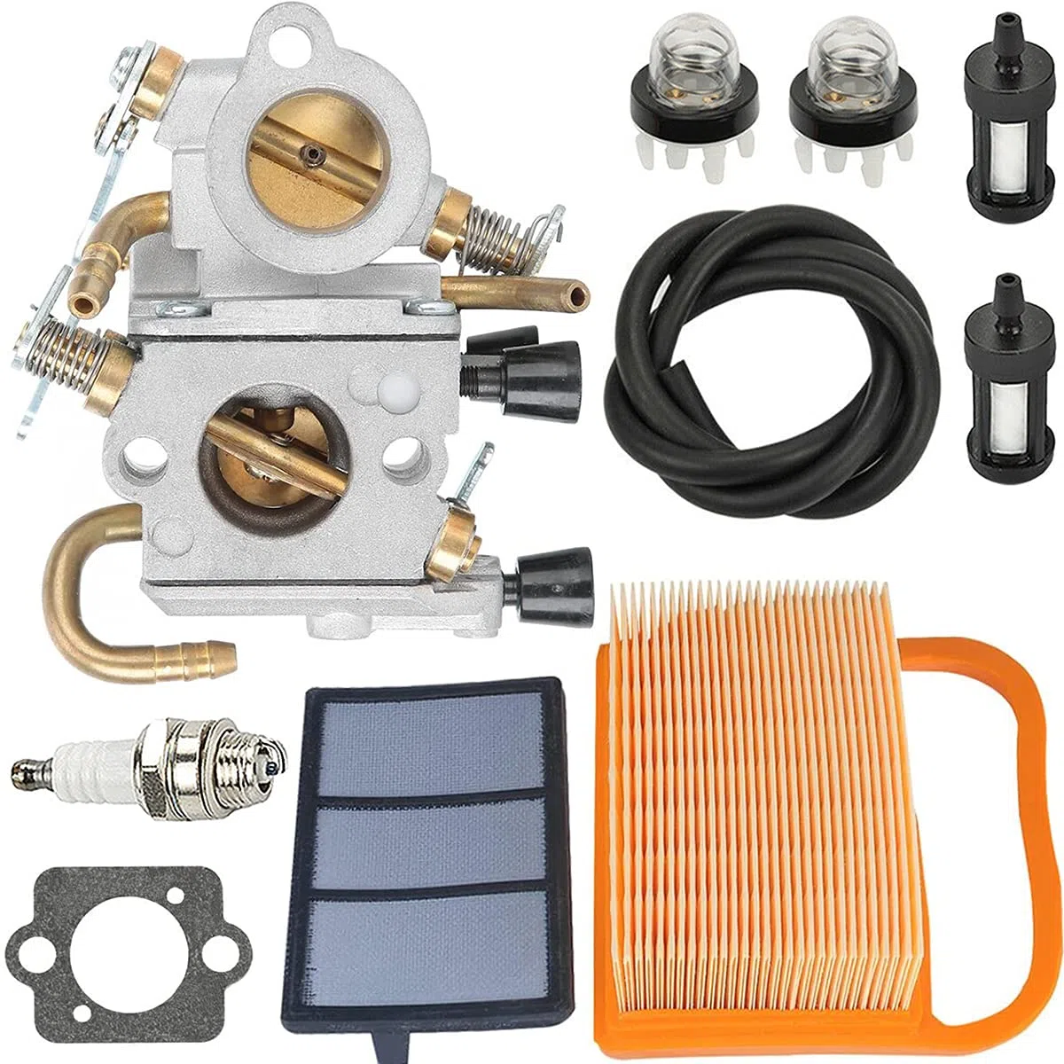 ZAMDOE Carburateur pour Sthil TS420 TS410 TS410Z TS420Z scie à béton, remplace # C1Q-S118 4238-120-0600, avec filtre à air 4238 140 1800 + conduite de carburant + bougie d'allumage