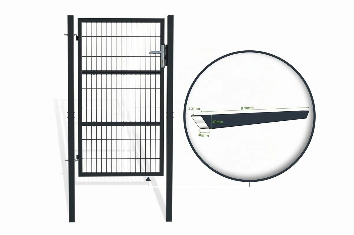 Casanoov - Portillon Grillagé RAZO Acier Galvanisé - 87 x 160 cm - 0,87 m x 1,6 m 1,39 m² - Gris Anthracite RAL 7016 - Mailles 50 x 200 mm - Poteaux Carrés 60 x 60 mm - Kit Complet
