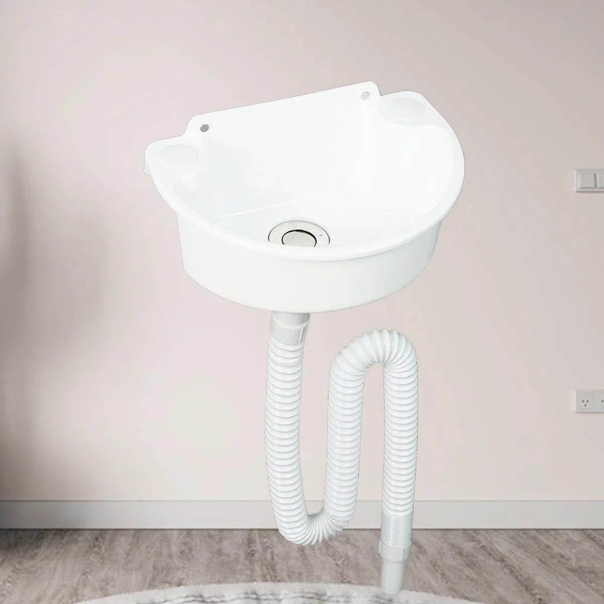 Lavabo Salle de Bain,plastiques Lavabo Suspendu,Lave Main,Blanc,aucun perçage n'est nécessaire,29.5x21x10.5cm(WxDxH),Idéal pour Maison Restaurant et Hôtel (C)
