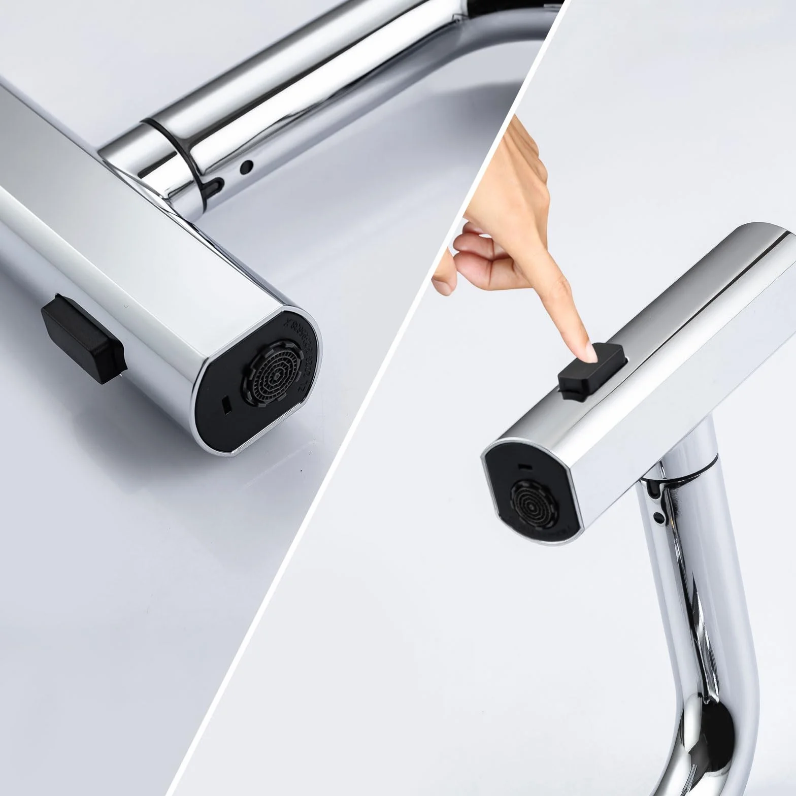 Robinet Lavabo Extensible Robinet Salle Bain Indicateur Températ LED,Chromé | Robinet de Lavabo Douchette Extensible LakeBayMZC, Mitigeur Monocommande avec 3 Types de Jets pour Lavabos de Salle de Bains
