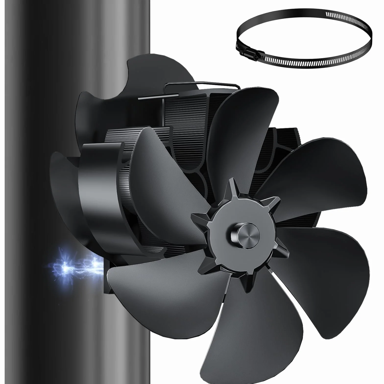 Ventilateur Poele à Bois Magnétique 6 Lames | Ventilateur de Poêle à Granulés et Cheminée avec Moniteur de Température