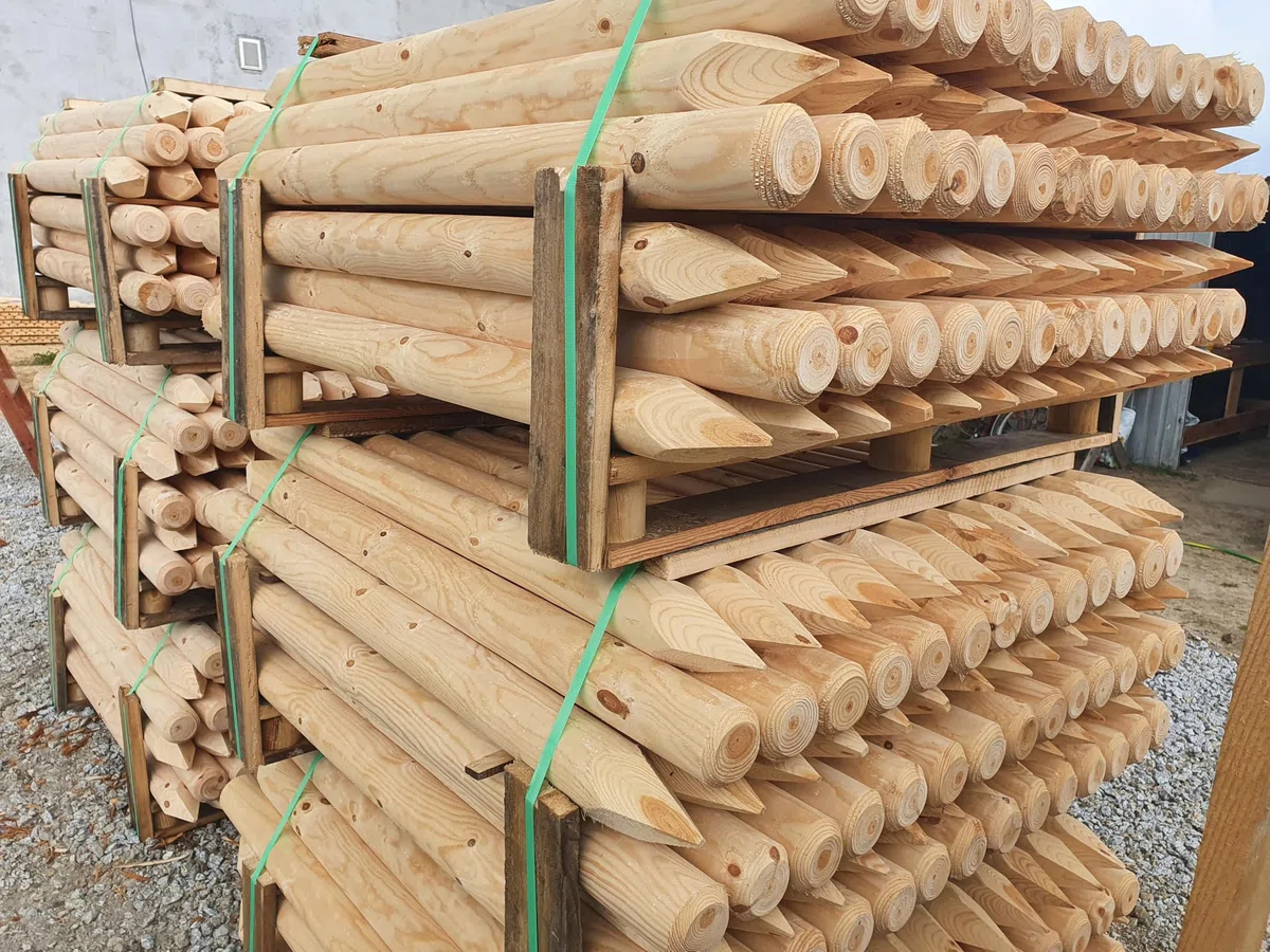 ø 8cm Lot de 2 Piquet Cloture Bois Longueur : 240 cm Poteaux De Clôture De Jardin Non Imprégné Résistant Aux Intempéries Palissade Tuteurs avec Pointe