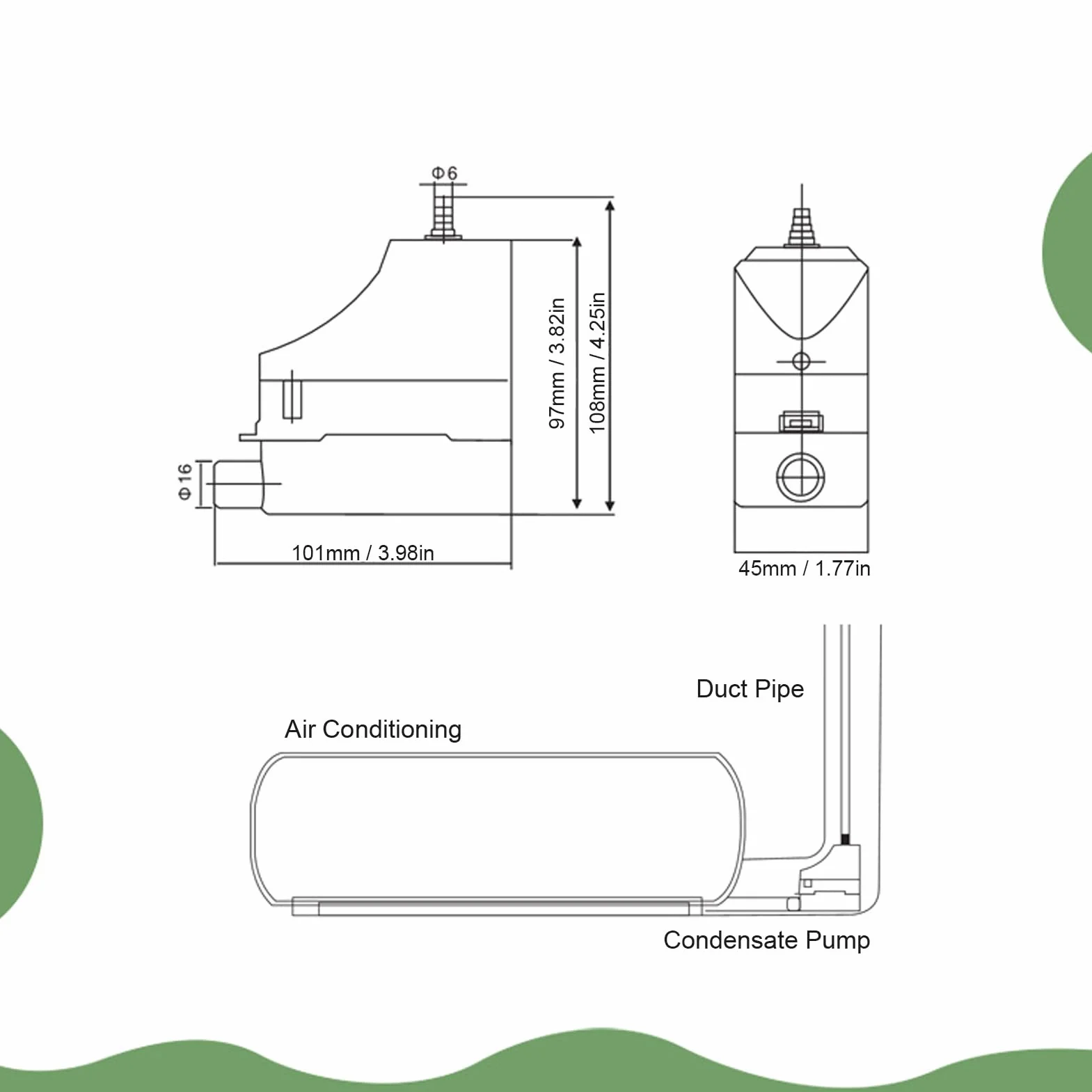 Pompe à Condensats Automatique, Pompe de Vidange de Climatisation RS-24C 24L/H, Pompe D'évacuation Automatique des Condensats pour Machine Murale 1-3P 100-230V
