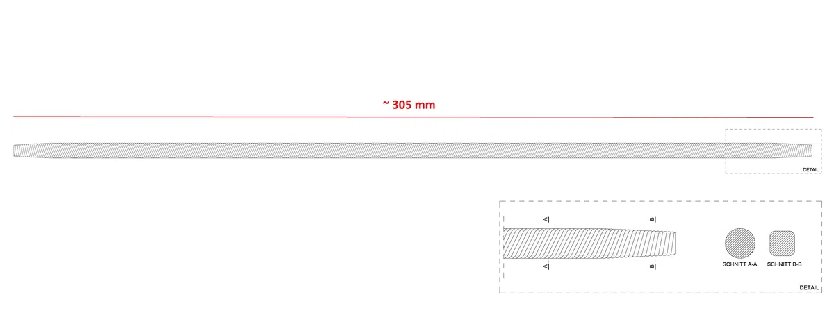 Pièce de rechange compatible avec les fraiseuses/meuleuses/fraiseuses à béton Feider FPG 710, Fanztool 1010W, Arebos AR-HE-BA 1010, Timbertech BTFRS02, Werku WK et Zollernalb ZPLS (longueur : 305 mm).