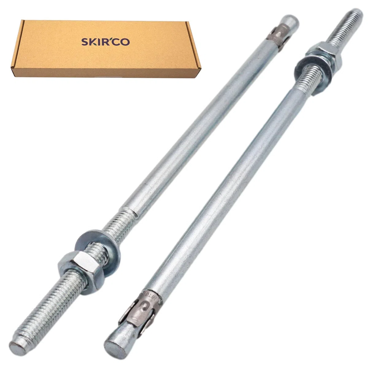 SKIR'CO (10 pcs) Ancres à coin plaquées zinc M10 x 250 mm, goujons métalliques, boulon d'ancrage, ancres de maçonnerie, ancre en béton