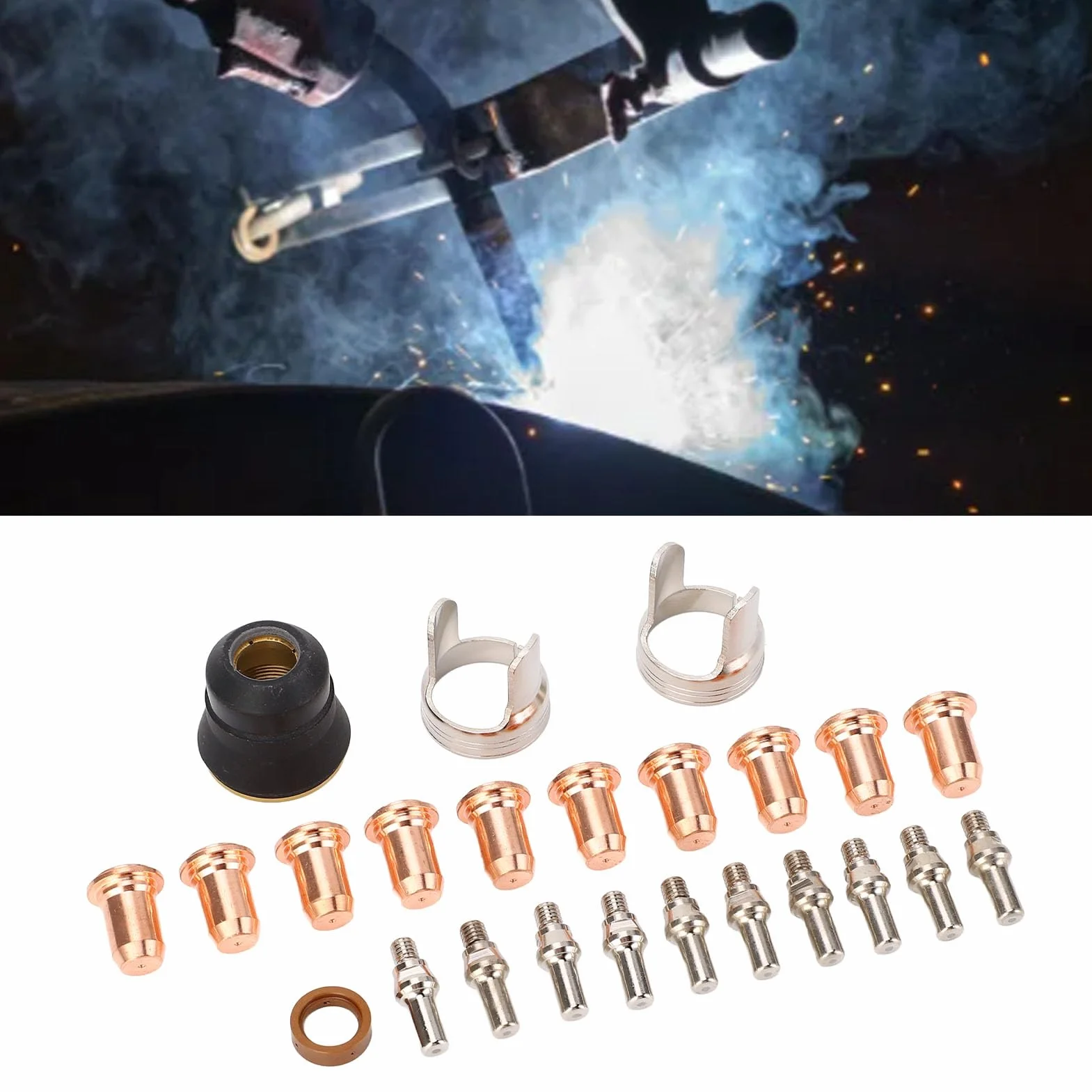 Kit D'électrodes de Pointe IPT40 24 Pièces, Pointe de Torche de Découpe Plasma, Consommables D'électrode en Laiton, Buse de Découpe Plasma, pour CUT 55DS Pro, CUT 65DS, Facile à