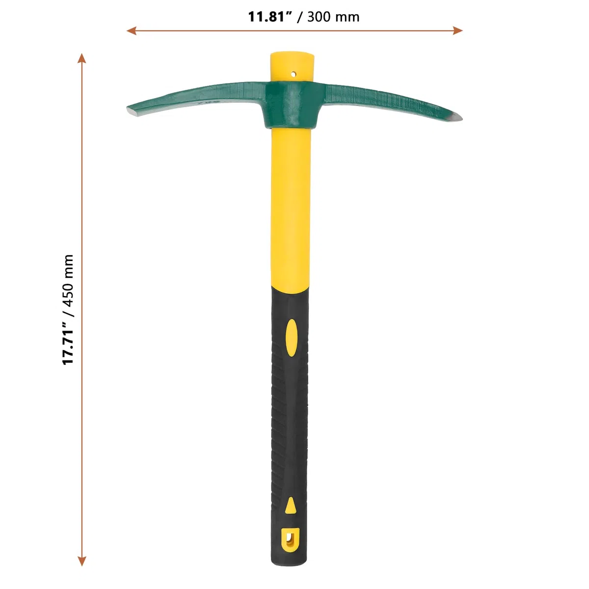 LEXININ Binette à piquer de 45 cm, 0,7 kg avec poignée en plastique en fibre de verre, outil de pioche de jardin pour ameublir le sol, le camping
