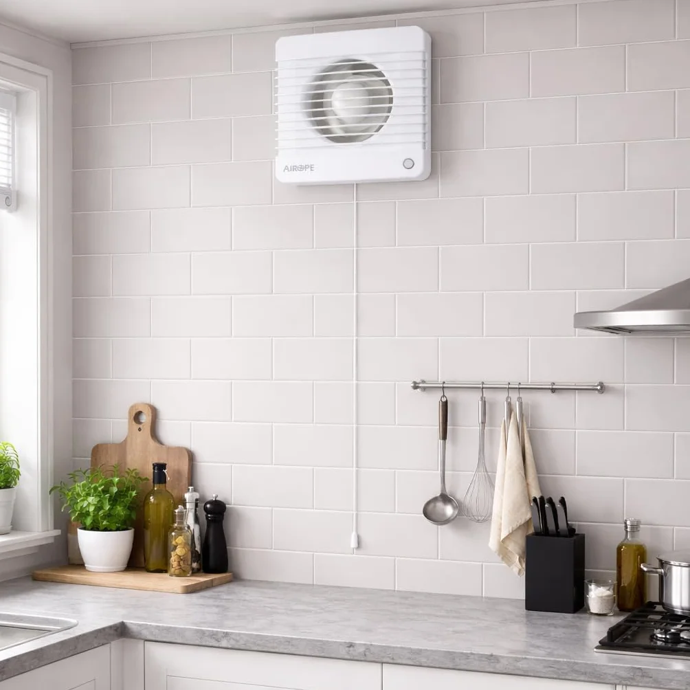 150 mm Ventilateur Extracteur d'Air VMC avec Interrupteur à Tirette, Clapet Anti-Retour + Moustiquaire, pour Salle de Bain, Cuisine, WC, Silencieux, Garantie 5 Ans