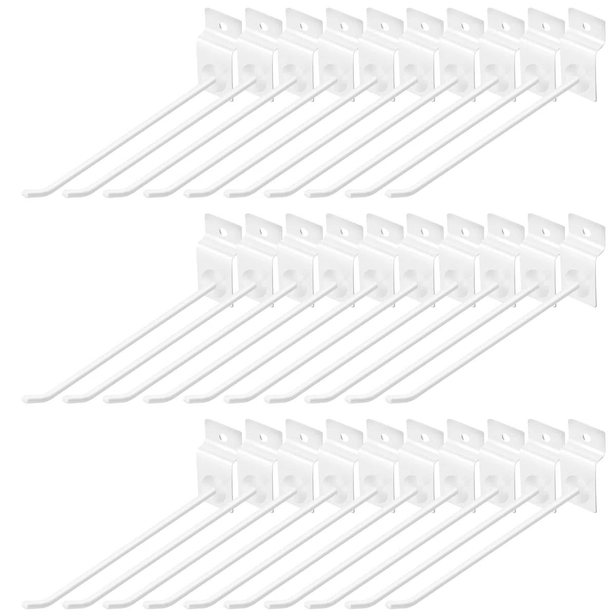 Lot de 30 crochets de panneau à lattes blancs de 20,3 cm, crochets robustes à suspendre au mur, panneau perforé, crochet de suspension en métal pour grille, garage, magasin, vente au détail