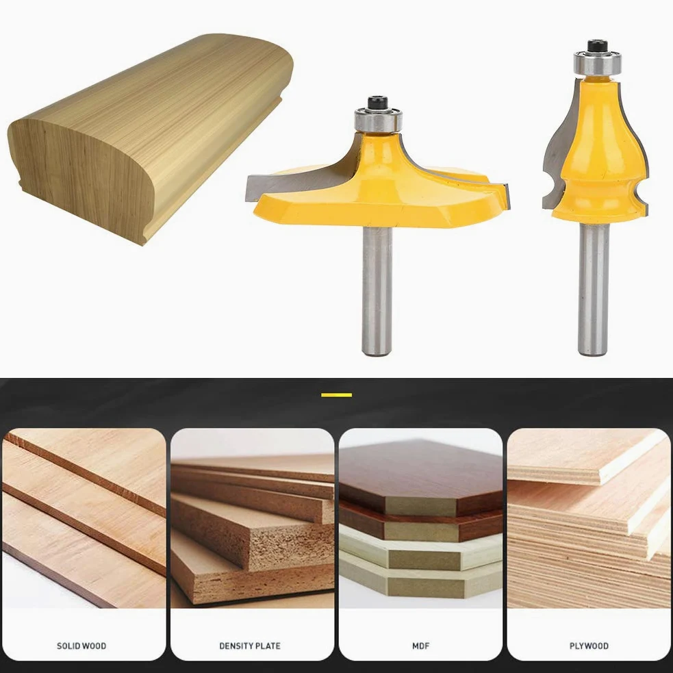 2 Pièces Tige de 8 mm Ensemble d'Embouts de Routeur, Fraises à Main Courante et Bords de Table en Carbure Outils de Coupe-Fraisage pour Le Travail Du Bois pour Professionnels et Débutants