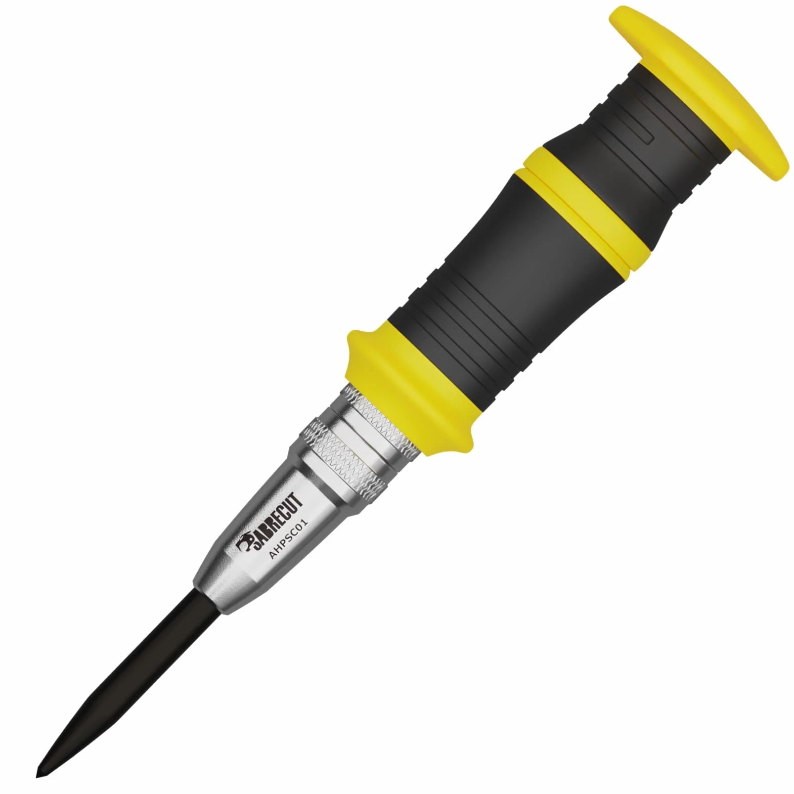 1 pièce SabreCut AHPSC01 Perforatrice centrale à ressort automatique robuste avec force de frappe réglable 60-140 Newtons Convient au métal au bois au plastique et à de nombreux autres matériaux
