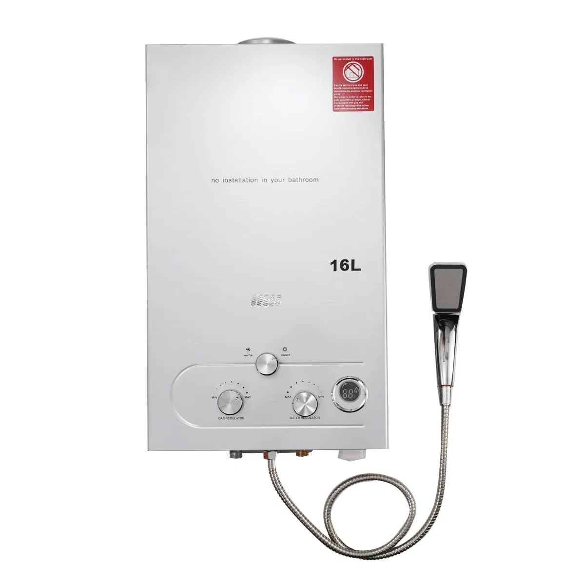 Chauffe-eau Portable Gaz Propane 18L 36KW, Pour Douche Extérieure de Camping au Gaz GPL, Avec Certification CE, Gris